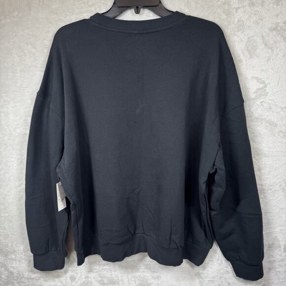 Z Supply NEW Women Sweatshirt L Black Crewneck Wine Cheese Club Pullover Graphic - Picture 3 of 8